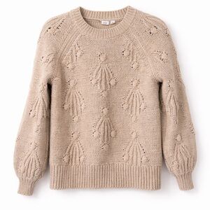 Gap Bobble Texture Cable Knit Sweater Oatmeal Heather XS